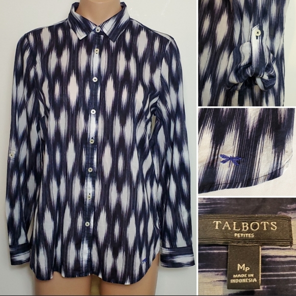 Talbots Diamond Ikat Print Button Down Shirt - Picture 6 of 8